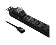 QOLTEC Rack 19cali | circuit breaker | 1U | 10A | PDU | 8xIEC C13 | 2m 53999 - 432111 - zdjęcie 1